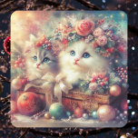 Whimsical Victorian Christmas Kittens Square Sticker<br><div class="desc">This whimsical sticker features two delightful Christmas kittens with classic vintage appeal. Perfect for personalizing gift bags, cards, or handmade tags during the holiday season. The cute design blends nostalgic charm with playful detail, making it a standout for DIY lovers. Ideal for adding warmth and character to any project. A...</div>