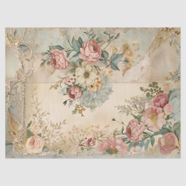 Whimsical Victorian Roses Tissue Paper (Front)