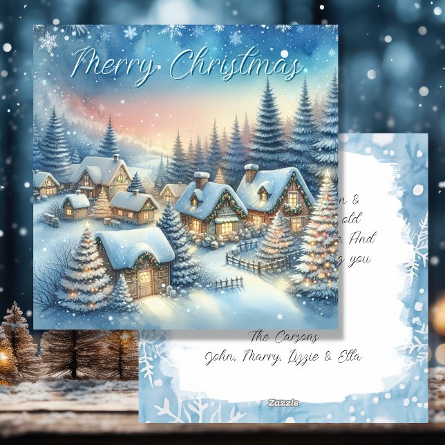 Whimsical Village Personalized Christmas Holiday Card (Creator Uploaded)