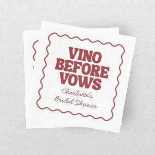 Whimsical Vino Before Vows Burgundy Bridal Shower Napkin