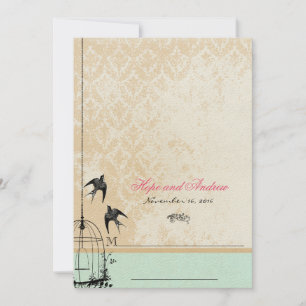 Whimsical Vintage Bird Cage Invitations de mariage