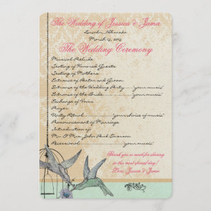 Whimsical Vintage Bird Cage Wedding Programme