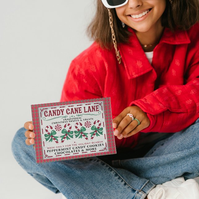 Whimsical Vintage Candy Cane Holiday Card (Creator Uploaded)