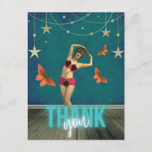 Whimsical Vintage Dancer Altered Art Thank You   Postcard