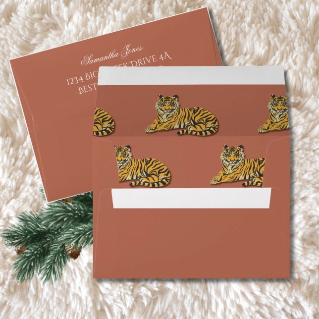 Whimsical Vintage Dimensional Illusion Pink Tiger  Envelope (Creator Uploaded)