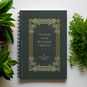 Whimsical Vintage Elegant Olive Green Book Cover Planner