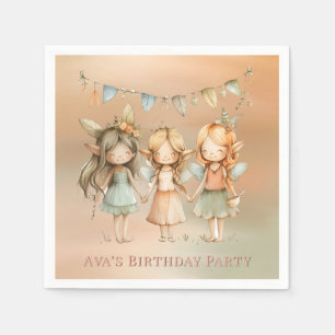 Whimsical Vintage Fairies Girl Birthday Party Napkin