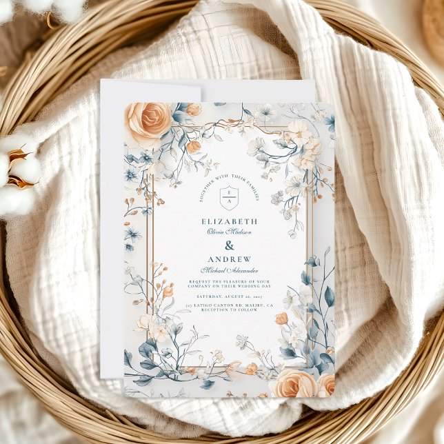 Whimsical Vintage Floral Fern Wedding Invitation (Creator Uploaded)