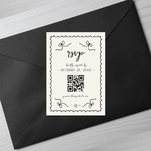 Whimsical Vintage French Wedding QR Code RSVP Card