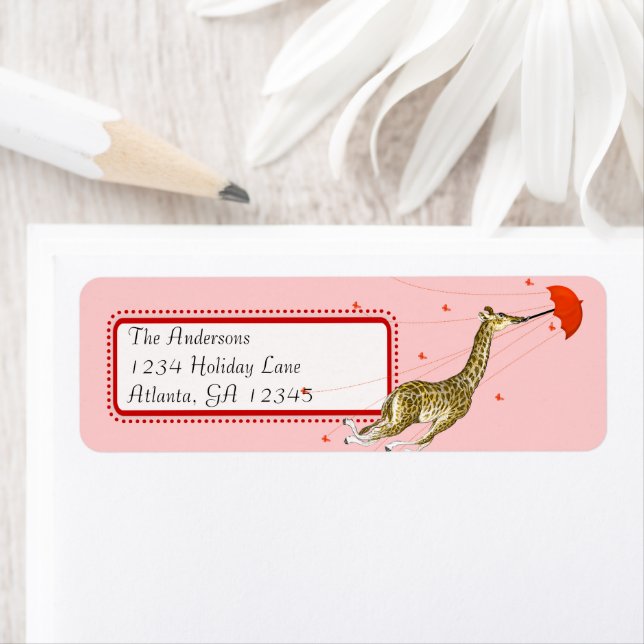 Whimsical Vintage Giraffe Adresse de retour (En situation)