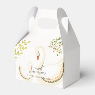 Whimsical Vintage Greenery Swan Baby Shower  Favor Box