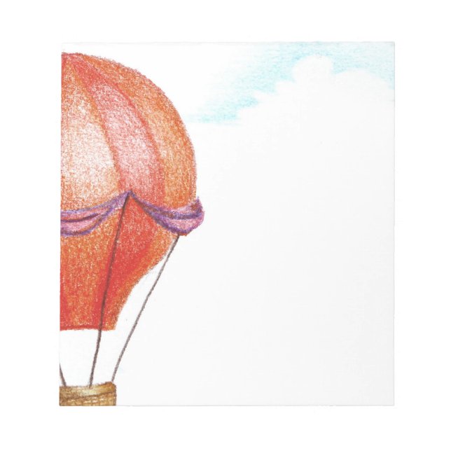 Whimsical Vintage Hot Air Balloon Notepad (Front)