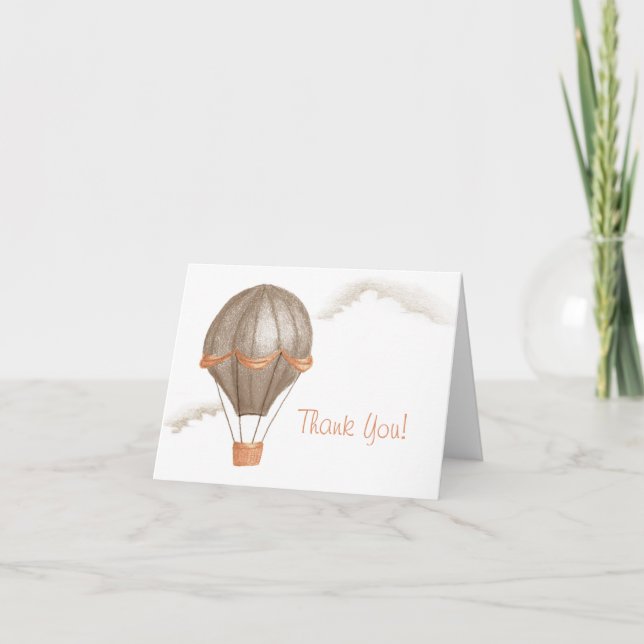 Whimsical Vintage Hot Air Balloon Thank You (Front)