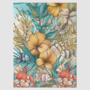 Whimsical Vintage Ocean Floral & Fish Tissue Paper