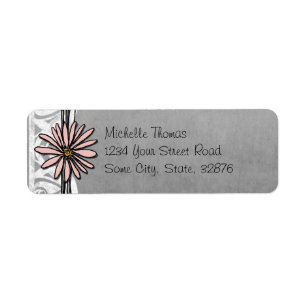 Whimsical Vintage Pink and Grey Daisy