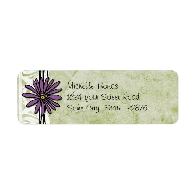 Whimsical Vintage Purple and Green Daisy (Front)