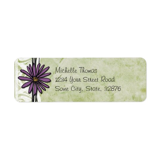 Whimsical Vintage Purple and Green Daisy Return Address Label