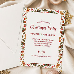 Whimsical Vintage Storybook Christmas Toys Invitation