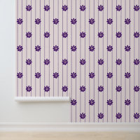 Whimsical Violet & Blush Stripes - Purple Blooms