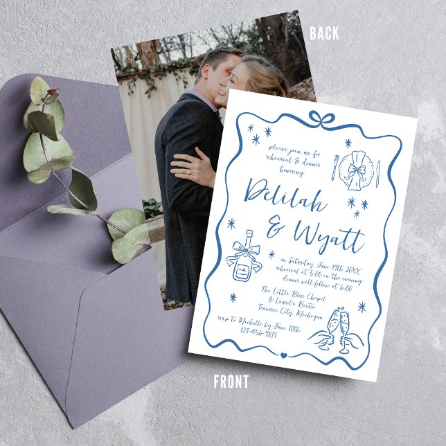 Whimsical Vows | Hand Drawn Doodles | Rehearsal Invitation (Creator Uploaded)