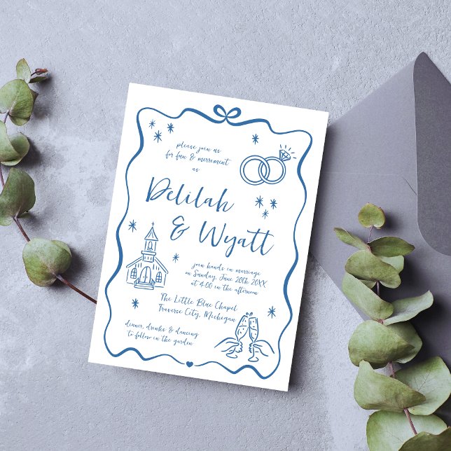 Whimsical Vows | Hand Drawn Doodles | Wedding Invitation (Creator Uploaded)
