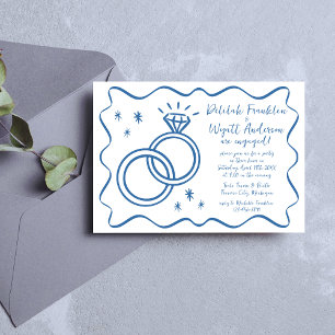 Whimsical Vows Hand Drawn Engagement Party Invitation