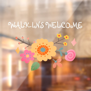 Whimsical Walk-Ins Welcome Business Establishment Window Cling