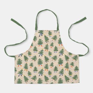 Whimsical Walking Christmas Trees Pattern Apron