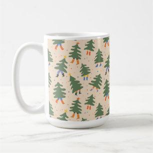 Whimsical Walking Christmas Trees Pattern Coffee Mug