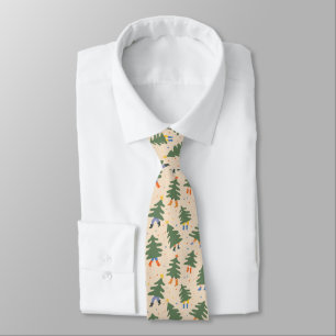 Whimsical Walking Christmas Trees Pattern Tie