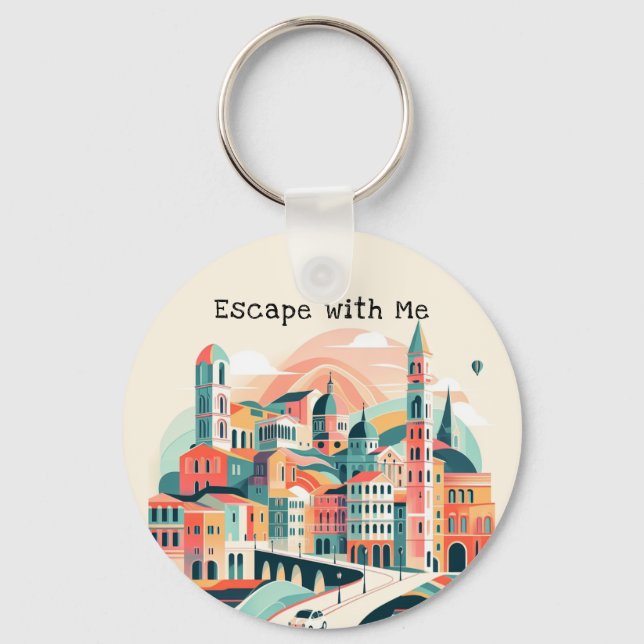 Whimsical Wanderlust Dreamscape Adventurer Keychain (Front)