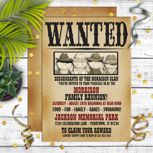 Whimsical Wanted Poster Family Reunion Invitation