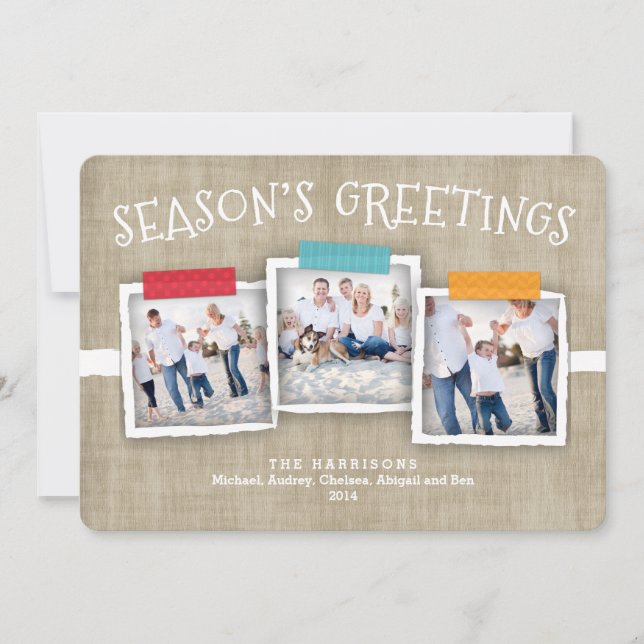 Whimsical Washi Tape Photo Season's Greeting Invitation (Front)