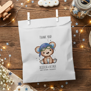 Whimsical Watercolor Airplane Pilot Teddy Bear Favour Bag