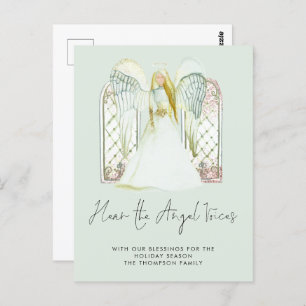 Whimsical Watercolor Angel Voices Script Nativity Postcard