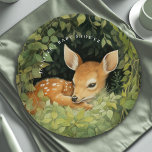 Whimsical Watercolor Baby Deer Baby Shower  Paper Plate<br><div class="desc">Celebrate the upcoming arrival of your little one with our charming and unique paper plates featuring watercolor artwork of a shy, sleepy baby deer nestled amidst lush greenery. These plates capture the essence of innocence and the wonder of new life, making them the perfect addition to your baby shower. The...</div>