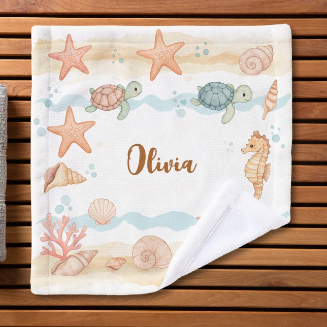 Whimsical Watercolor Baby Sea Creatures Wash Cloth (Creator Uploaded)