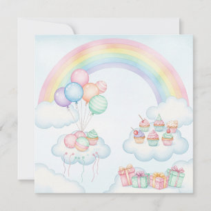 Whimsical Watercolor Birthday Rainbow Scene card
