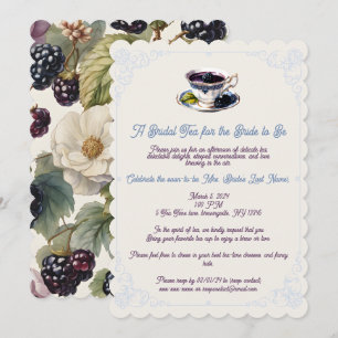 Whimsical Watercolor Blackberry Blooms Invitation