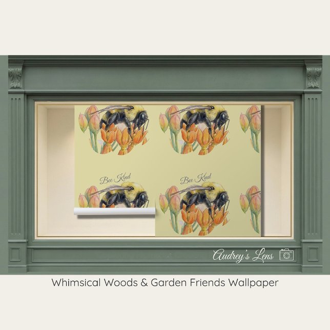 Whimsical Watercolor Bumblebee Nursery Wallpaper (Creator Uploaded)