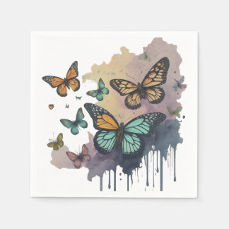 Whimsical Watercolor Butterflies Napkin