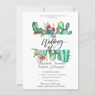 Whimsical Watercolor Cactus Wedding Invitation