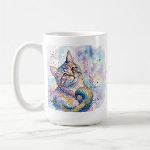 Whimsical Watercolor Cat Art Coffee Mug - Dreamy G