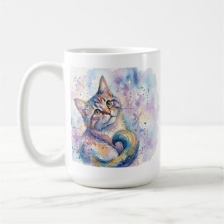 Whimsical Watercolor Cat Art Coffee Mug - Dreamy G