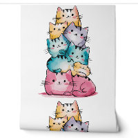 Whimsical Watercolor Cats Wall Art - Modern Feline