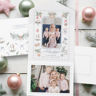 Whimsical Watercolor Christmas Elements Photo All In One Invitation