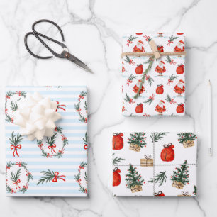 Whimsical Watercolor Christmas Holiday Wrapping Paper Sheet