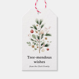 Whimsical Watercolor Christmas Tree Personalized Gift Tags