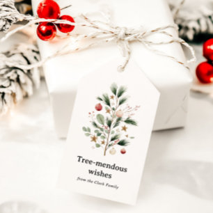 Whimsical Watercolor Christmas Tree Personalized Gift Tags