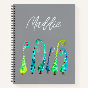 Whimsical watercolor christmas trees notebook